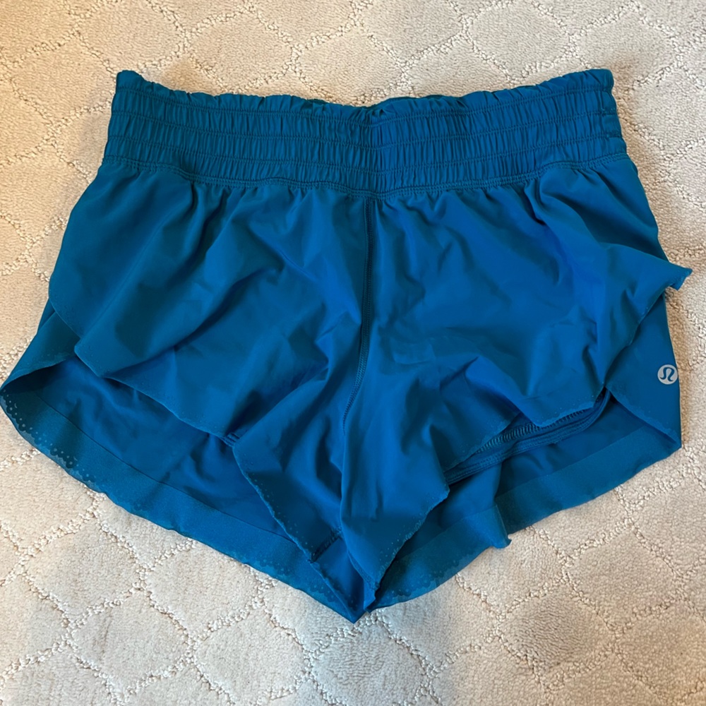 Lululemon blue/teal running shorts size 4